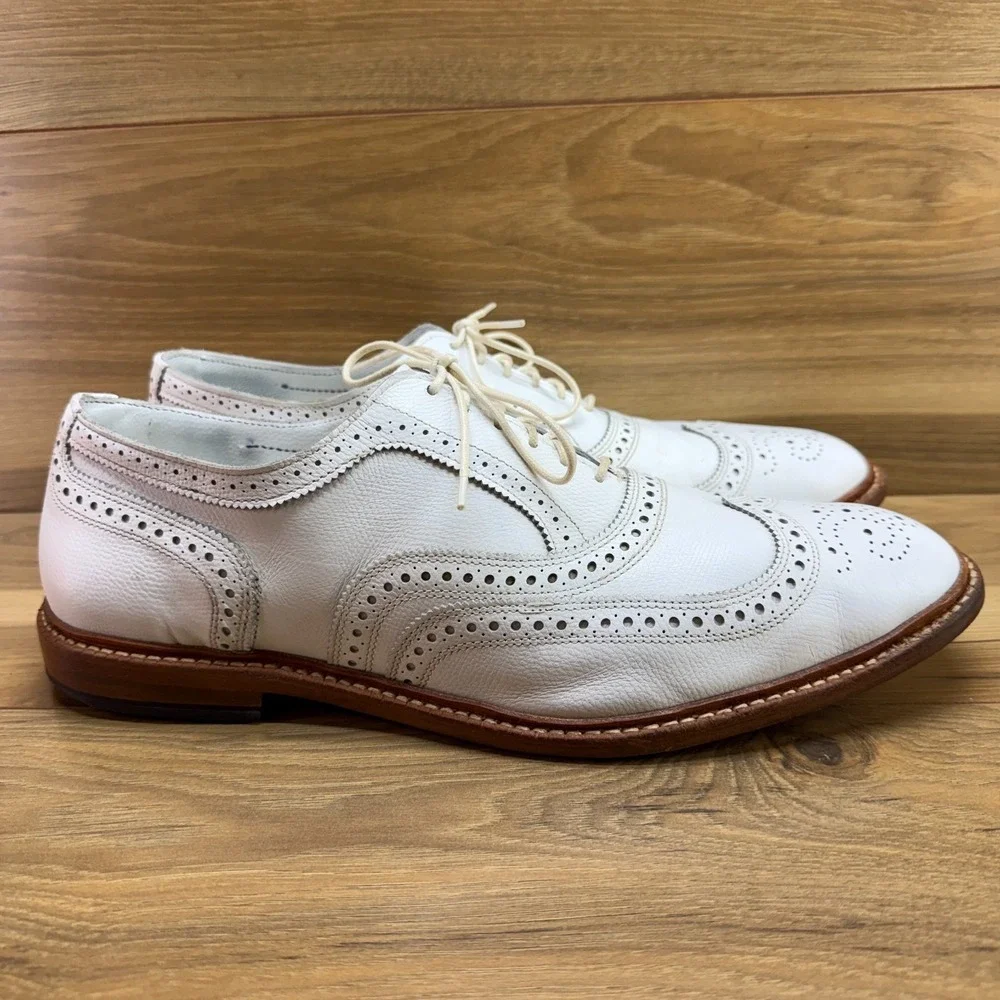 Allen Edmonds Neumok White Wingtip Brogue Mens 13 EEE White Leather Dress Oxford